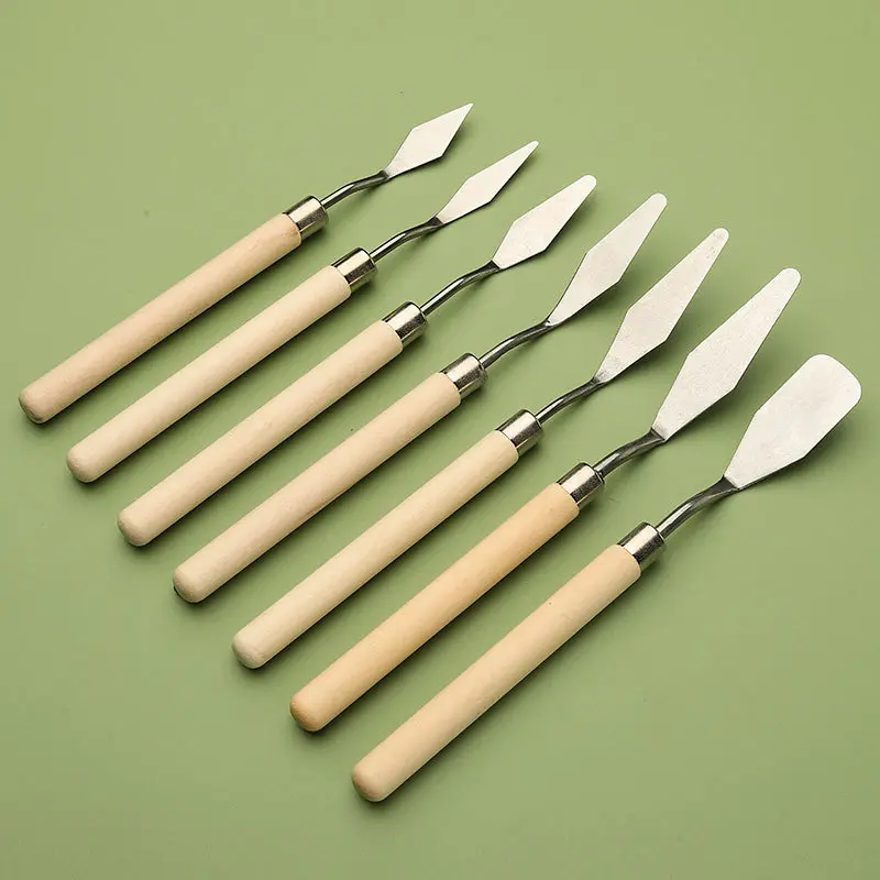 7Pcs/Set Stainless Steel Oil Painting Knives, Artist Crafts Spatula, Palette Knife, Mixing Knife, Scraper Art Tools