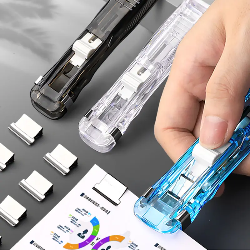 Traceless Reusable Hand Clamp Push Stapler, Paper Book File, Office, School Student Binder, Binding Tools, Supplies Accessories