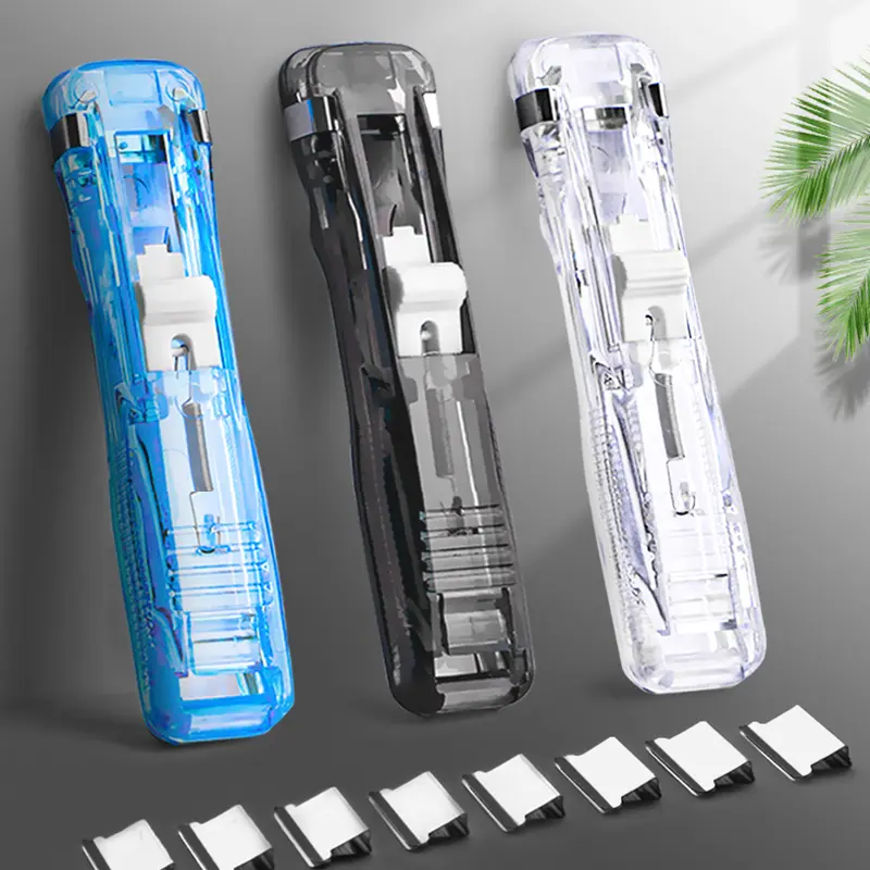 Traceless Reusable Hand Clamp Push Stapler, Paper Book File, Office, School Student Binder, Binding Tools, Supplies Accessories