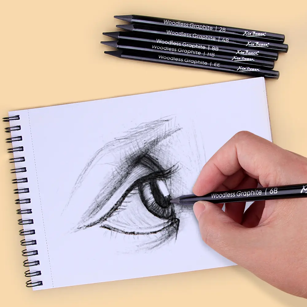 Wood free graphite sketching carbon pencil set, art student drawing, charcoal pencil, solid, wholesale