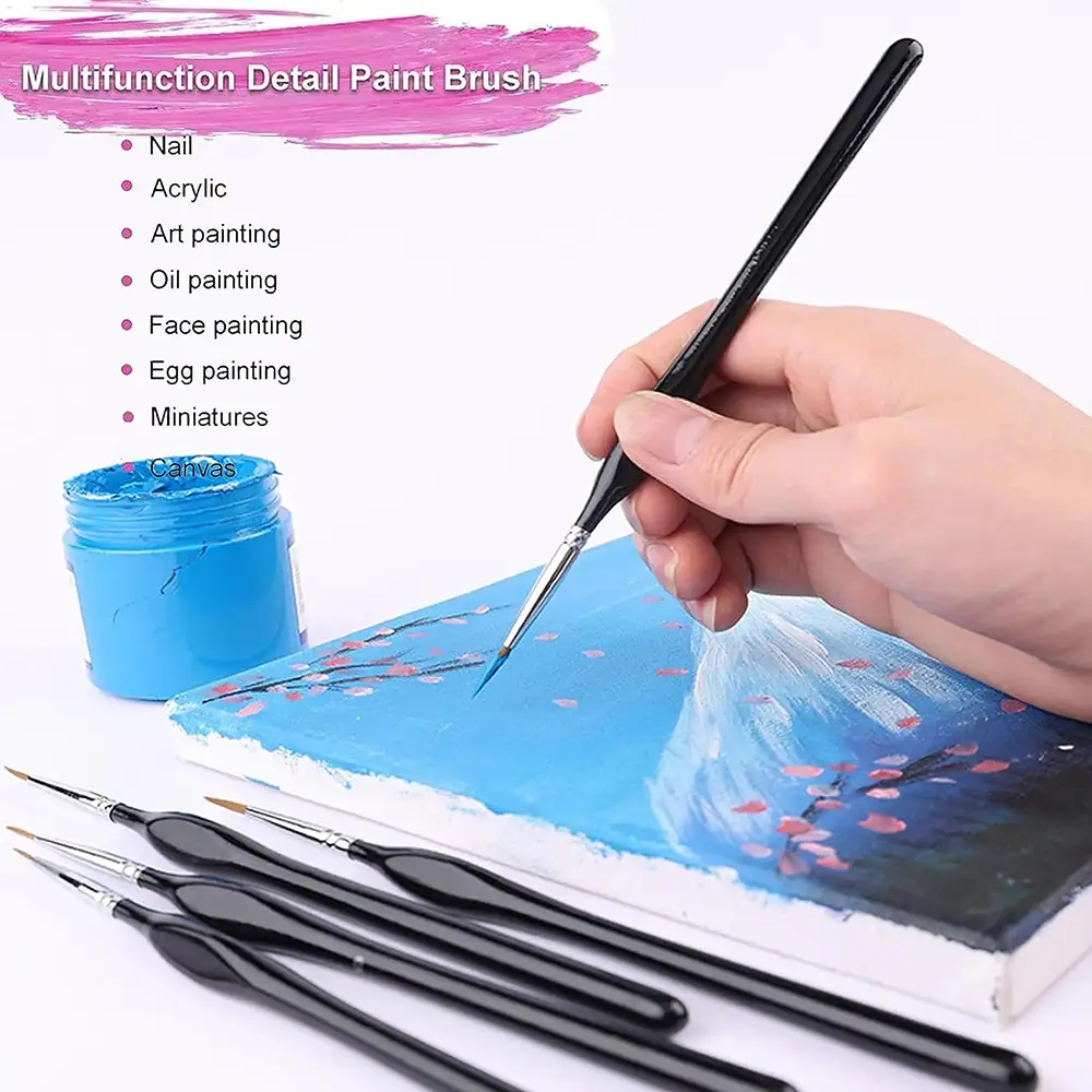 Ultra-Fine Line Brush Set for Acrylic Watercolor Drawing Nylon Hook Pen Fine Point Oil Painting Tools Kit