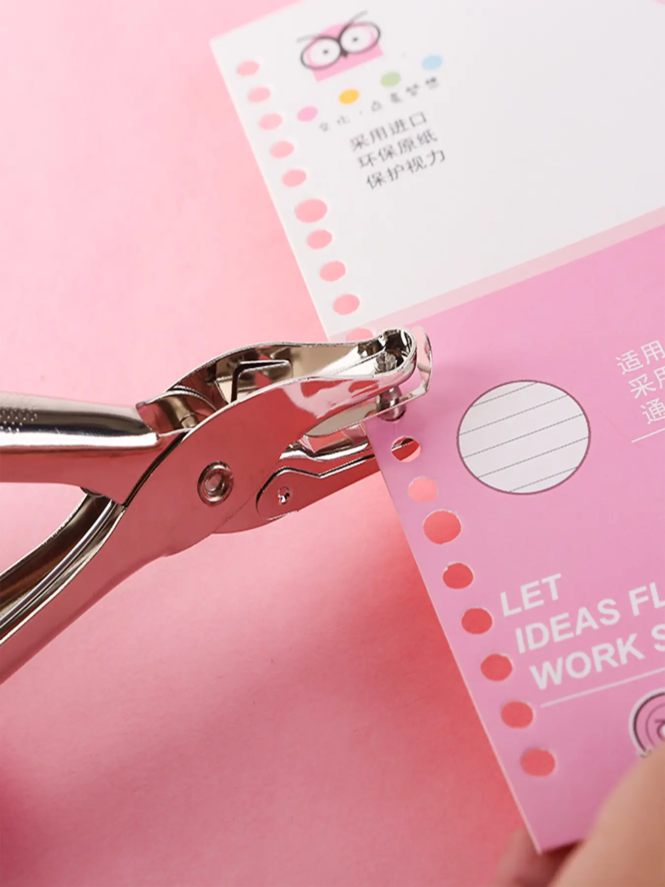 Handheld Single Hole Puncher 6mm Diameter Eye-Catching Manual Hole Punch for Students Thick Paper A4 Sheets Cards & DIY Projects