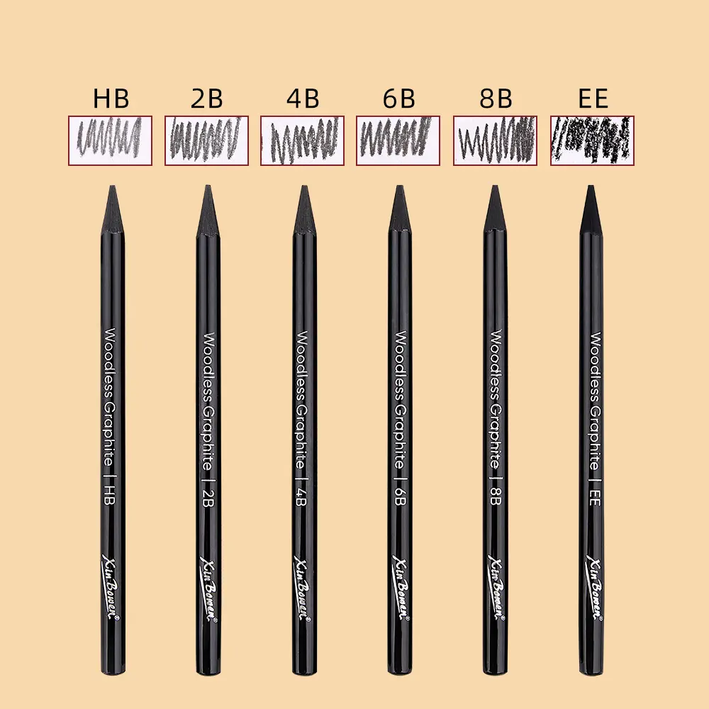 Wood free graphite sketching carbon pencil set, art student drawing, charcoal pencil, solid, wholesale