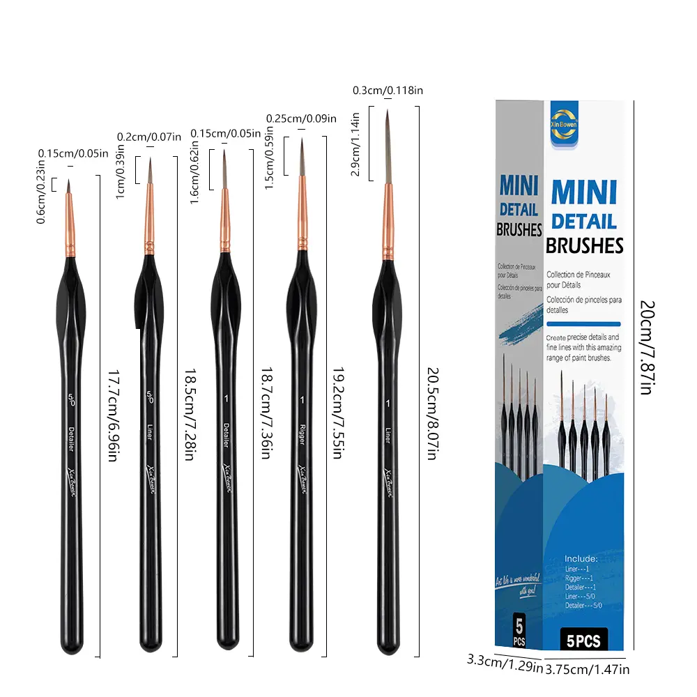 Ultra-Fine Line Brush Set for Acrylic Watercolor Drawing Nylon Hook Pen Fine Point Oil Painting Tools Kit