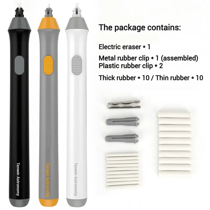 Tenwin Adjustable Electric Rubber Eraser With Rubber Refills Battery Power For Sketch Drawing Erasing School Stationery Supplies