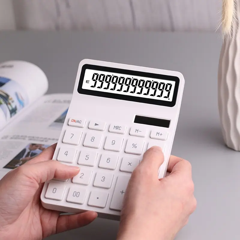 Solar Calculator with Dual Power Supply, 12 Digits, Electronic Calculator, Home, Office, School, Financial, accounting Tools