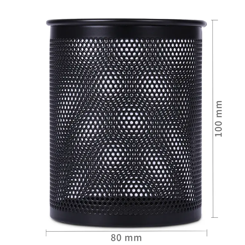 Deli Pencil Holder Office Desk Metal Mesh Square Round Pen Pot Cup Case Container Organiser Durable Pencil Case