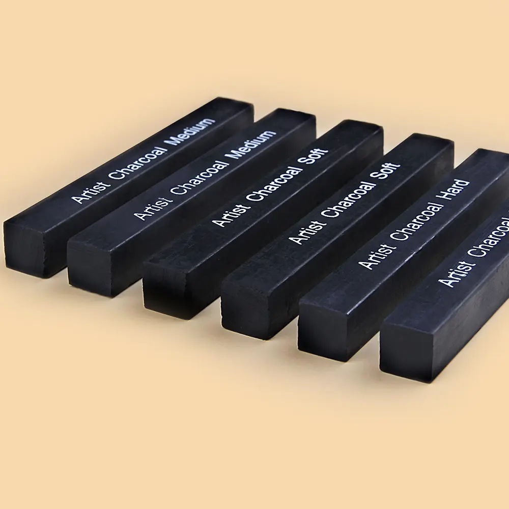 Graphite Sketch Wood Carbon Strip Set, Art Student Painting, Charcoal Pencil, Solid, Wholesale, 6Pcs