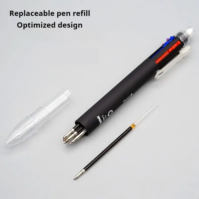 6-in-1 Multifunctional Pen: 5-Color 0.7mm Ballpoint Pen & 0.5mm Automatic Pencil, Creative Writing Tool for Office/School