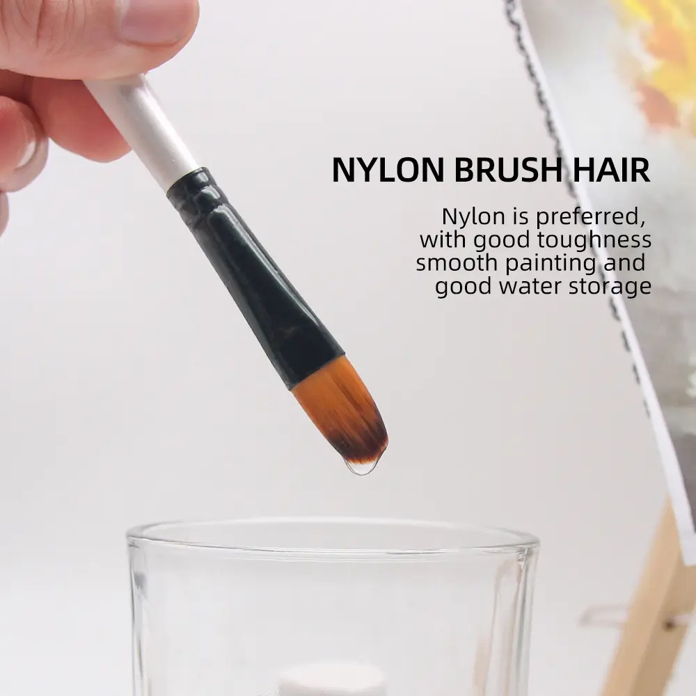 12-Piece Nylon Bristle Brushes Set for Beginners Art Supplies Wall Painting Pigments Flat Sharp Diagonal round Peak Board Brush