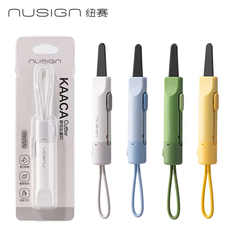 NUSIGN Magnetic Mini Box Cutter Portable Retractable Blade Paper & Letter Opener Durable ABS Material for Office & Home Use