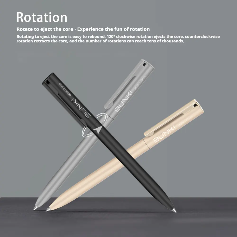 BUNKI Premium Metal Gel Pen - Rotating Dual-Tip Retractable Pen for Office, School & Business Writing - Sleek Design