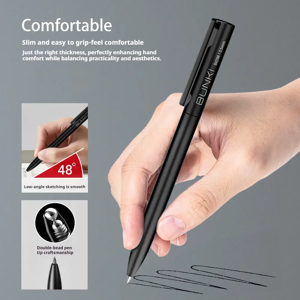 BUNKI Premium Metal Gel Pen - Rotating Dual-Tip Retractable Pen for Office, School & Business Writing - Sleek Design