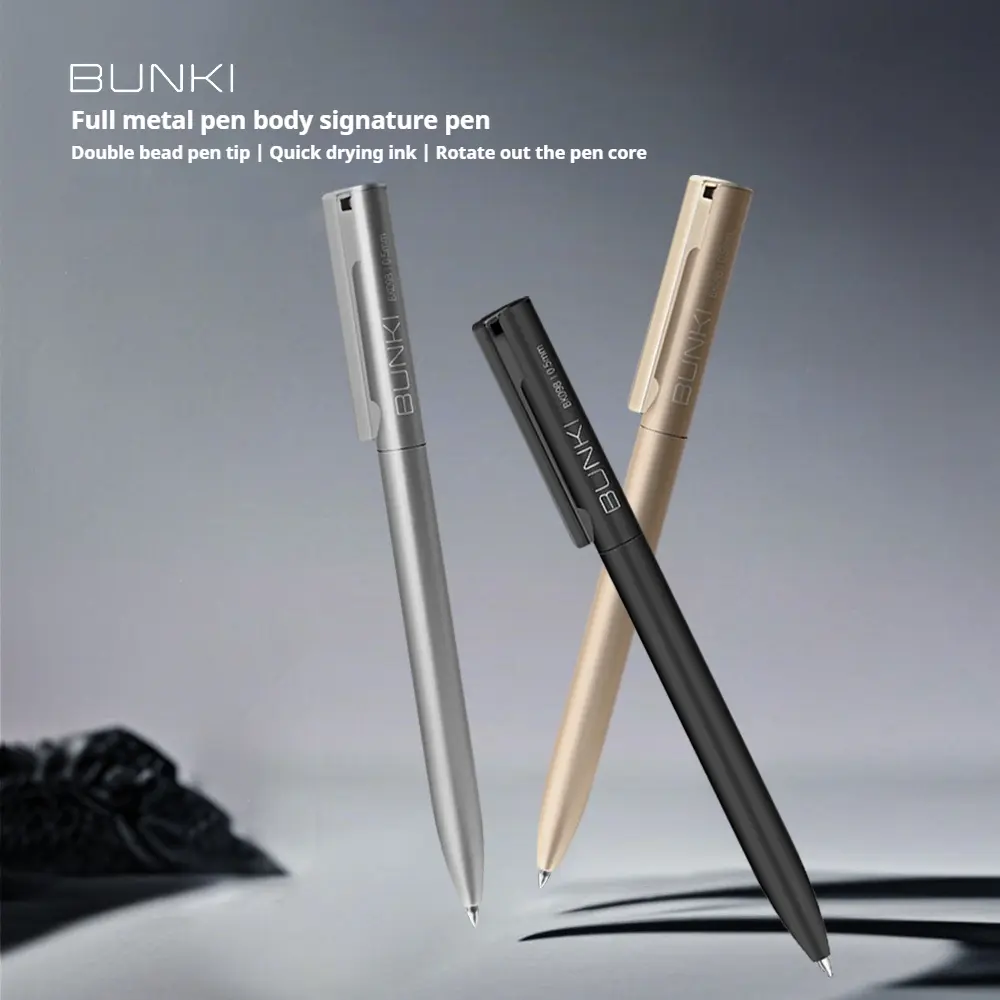 BUNKI Premium Metal Gel Pen - Rotating Dual-Tip Retractable Pen for Office, School & Business Writing - Sleek Design