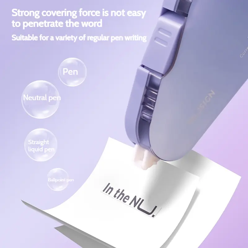 NUSIGN Large Capacity Correction Tape with Press Seal Door Gradient 4-Color Correction for Office School Supplies