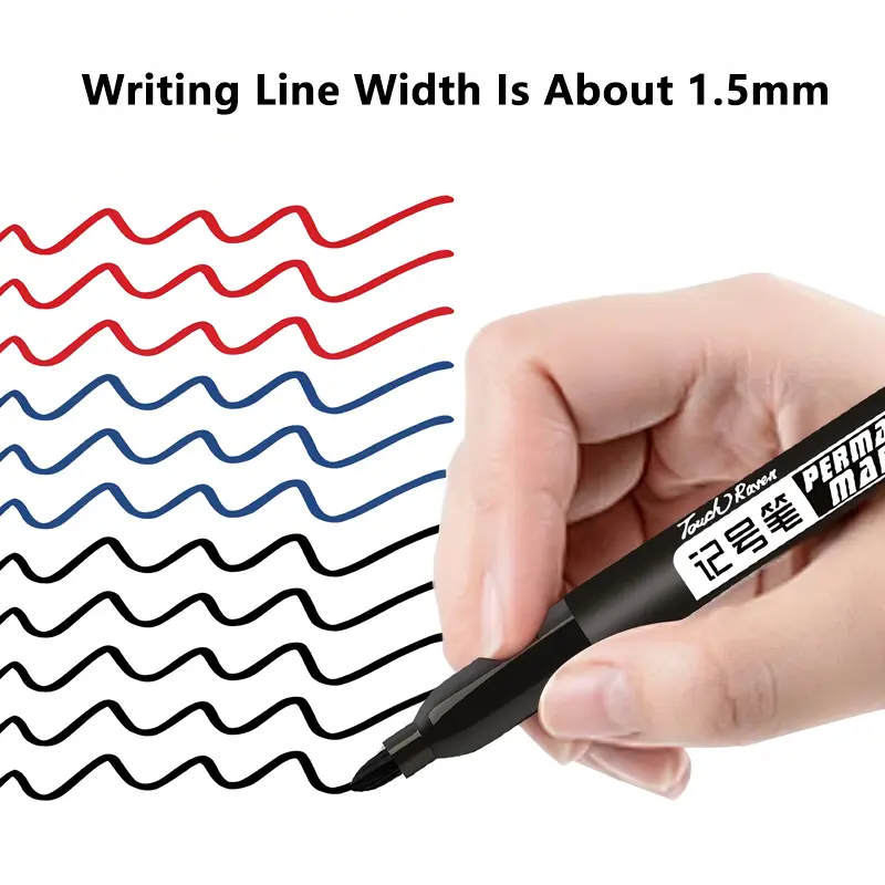 10/100pcs Permanent Marker Pen 1.5mm Waterproof Thin Nib Crude Ink Black Blue Red Color Marker Pens for Office School Supplies