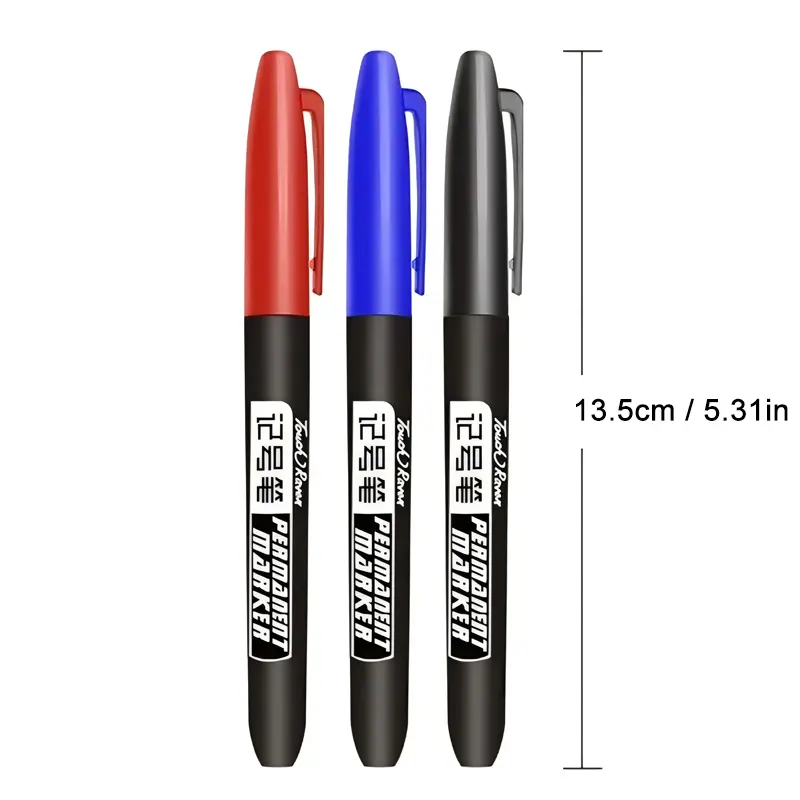 10/100pcs Permanent Marker Pen 1.5mm Waterproof Thin Nib Crude Ink Black Blue Red Color Marker Pens for Office School Supplies