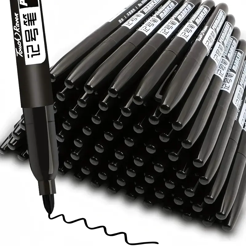 10/100pcs Permanent Marker Pen 1.5mm Waterproof Thin Nib Crude Ink Black Blue Red Color Marker Pens for Office School Supplies