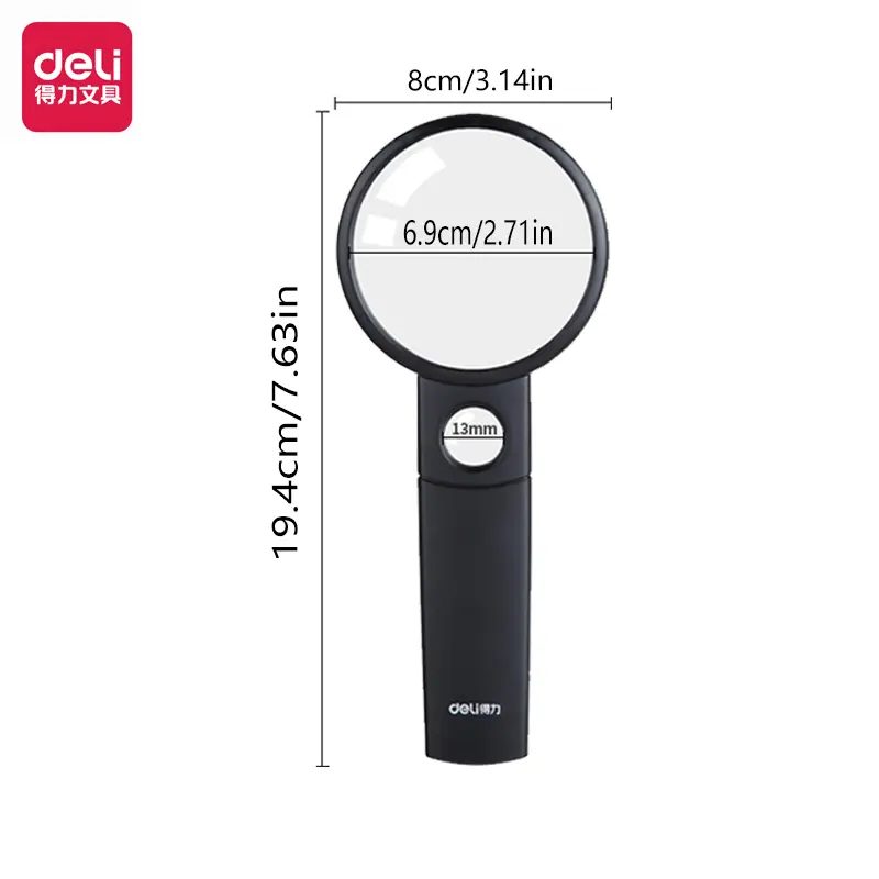 Deli High-Definition Handheld Magnifying Glass Portable Elderly Reading Aid with Dual Mirror for Identification