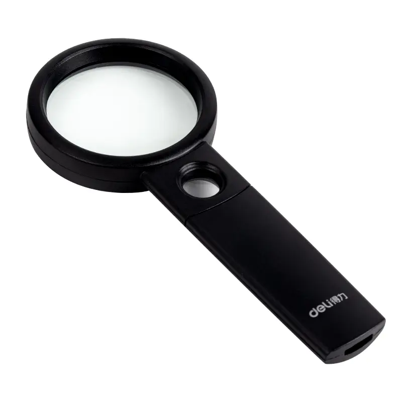 Deli High-Definition Handheld Magnifying Glass Portable Elderly Reading Aid with Dual Mirror for Identification
