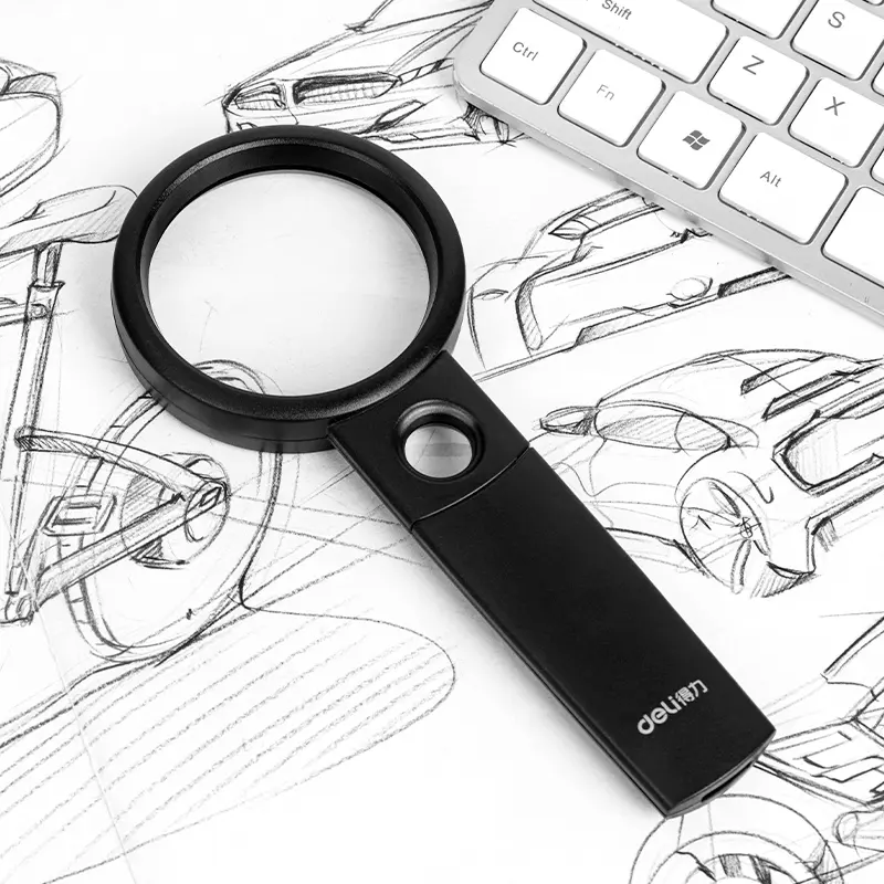 Deli High-Definition Handheld Magnifying Glass Portable Elderly Reading Aid with Dual Mirror for Identification