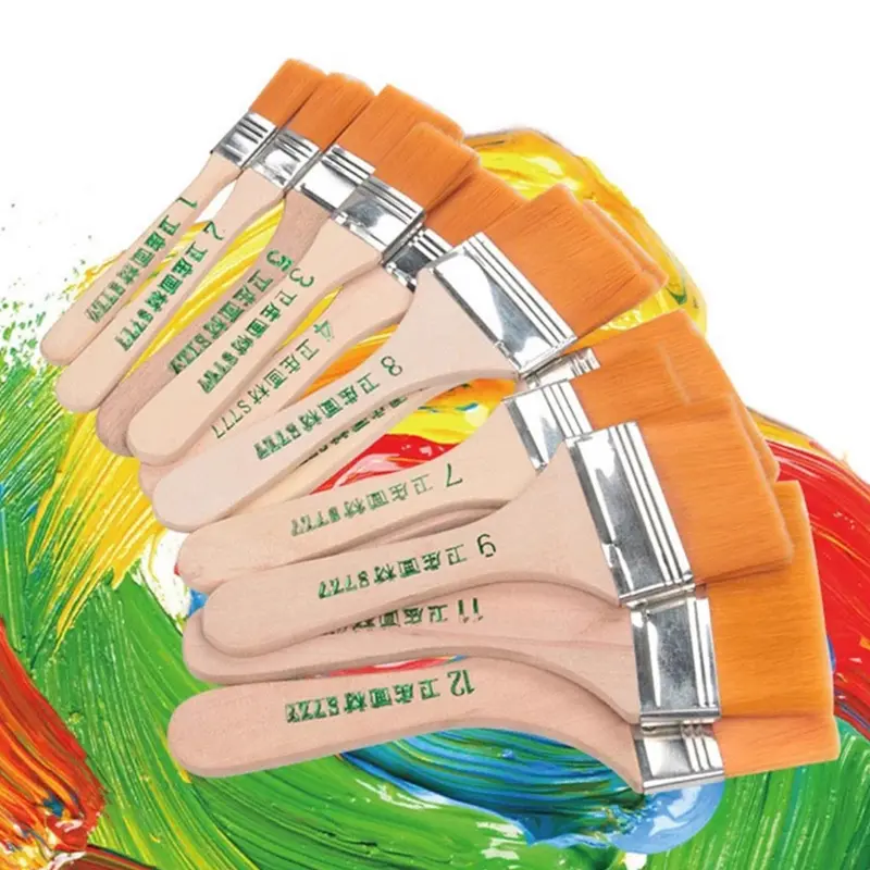 Professional Nylon Flat Head Oil Painting Brush Set - No Shedding Ideal for Acrylic & Watercolor - Perfect Tool for Art Students