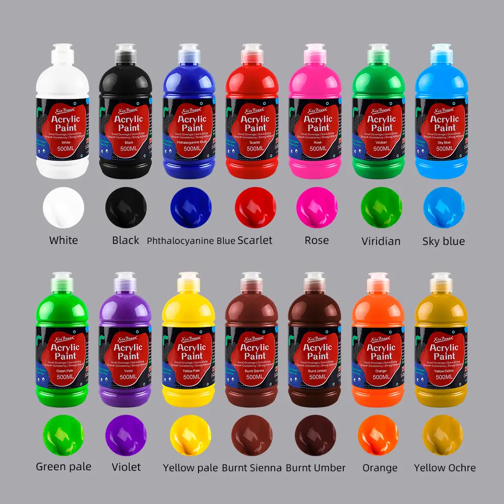 500ml Acrylic Paint Set for Wall Painting Coloring Art Student Texture DIY Graffiti Shoes Water-Based Art Supplies 14 Colors