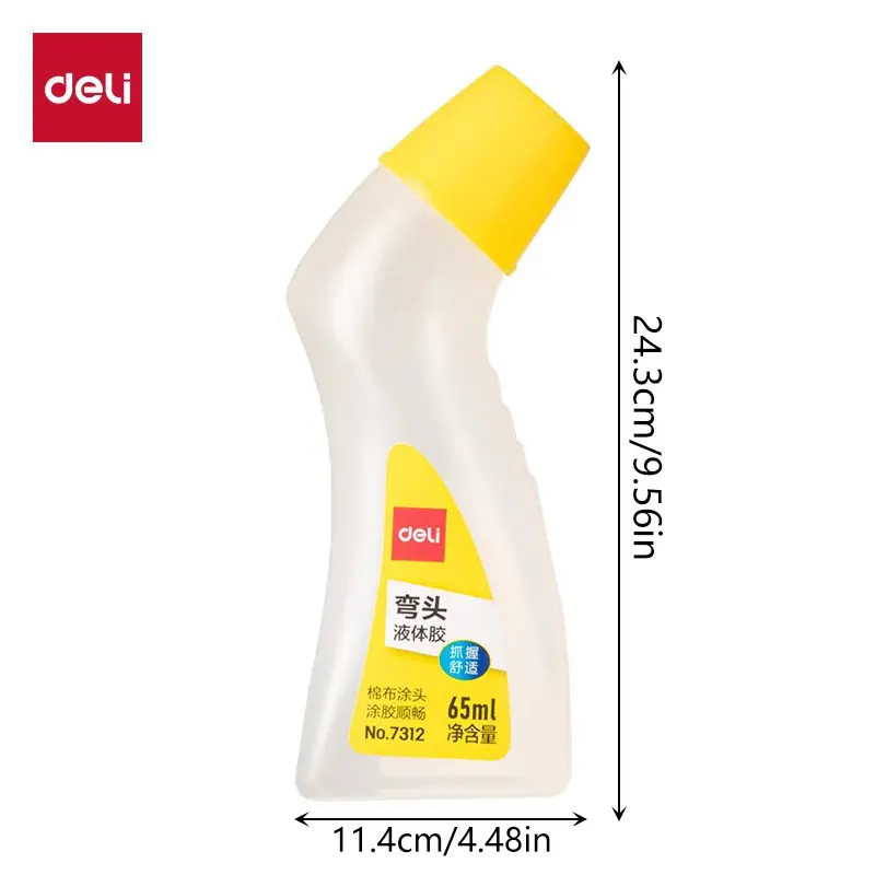 Deli High Viscosity Liquid Adhesive 65ml with Sponge Elbow for School And Office Manual Use