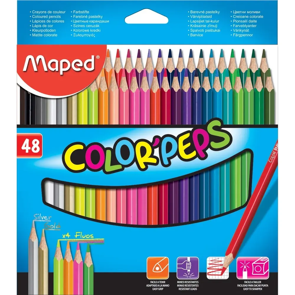 48 Colored Pencil Set Vibrant Triangular Pencils School Home Durable Leads Smooth Coloring Doodling Drawing Easy Sharpening Elm
