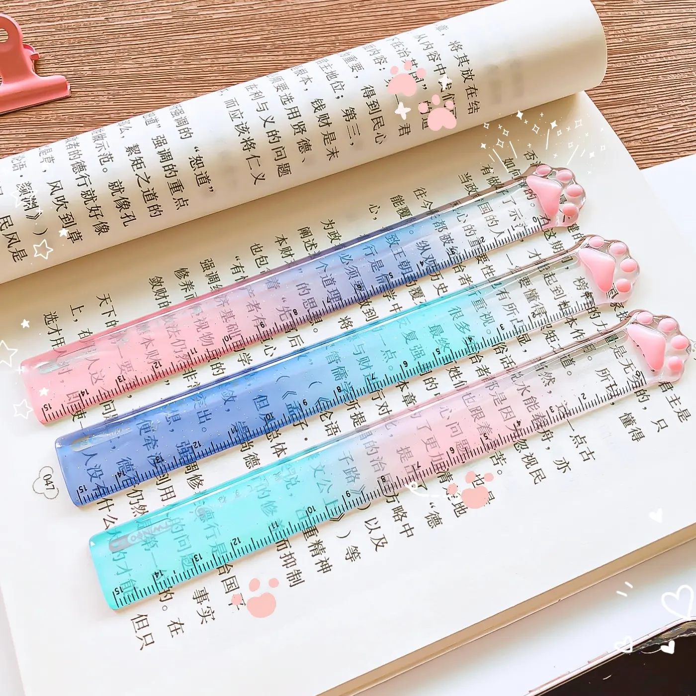 Cute Cat Paw Plastic Straight Rulers Kawaii School Office Supplies Planner Accessories Student Prize Drawing tools