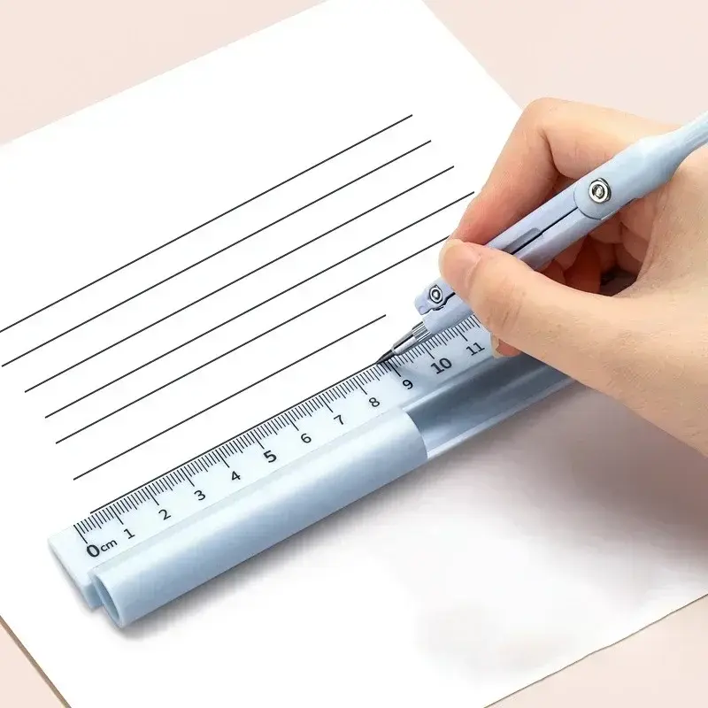 3 in 1 Compass Geometry Set with Ruler Pencil Kawaii Multifunctional Drawing Compass Math Geometry Tool Office School Supplies