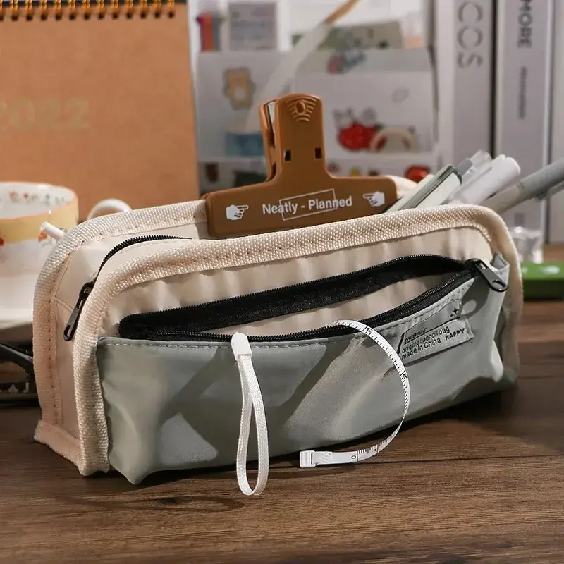 Canvas Pencil Case for Boys, Large Capacity, Fashionable and Simple, High School Boys and Girls Stationery Box