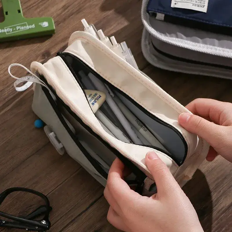 Canvas Pencil Case for Boys, Large Capacity, Fashionable and Simple, High School Boys and Girls Stationery Box