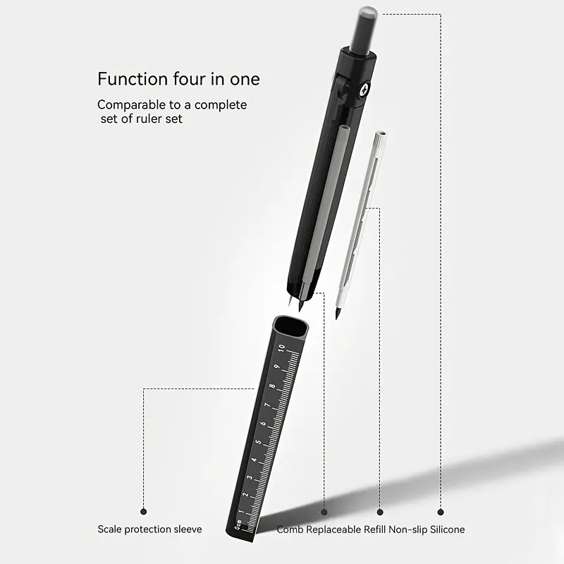 Student Compass and Ruler Set, Professional Drawing Tool, Suitable for School and Office Painting, Engineering Drawing