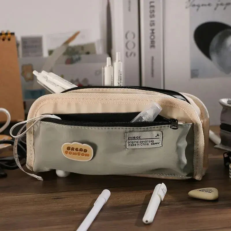 Canvas Pencil Case for Boys, Large Capacity, Fashionable and Simple, High School Boys and Girls Stationery Box