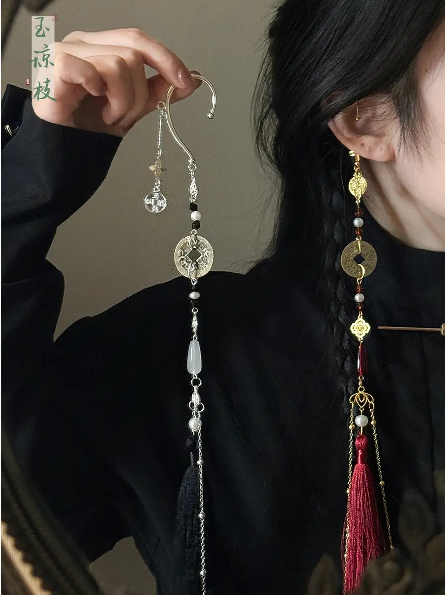 Ele Long Tassel Earrings Traditional Chinese Sle Copper Coin Design No Piercing Required Faionable Ethnic Jewelry for...