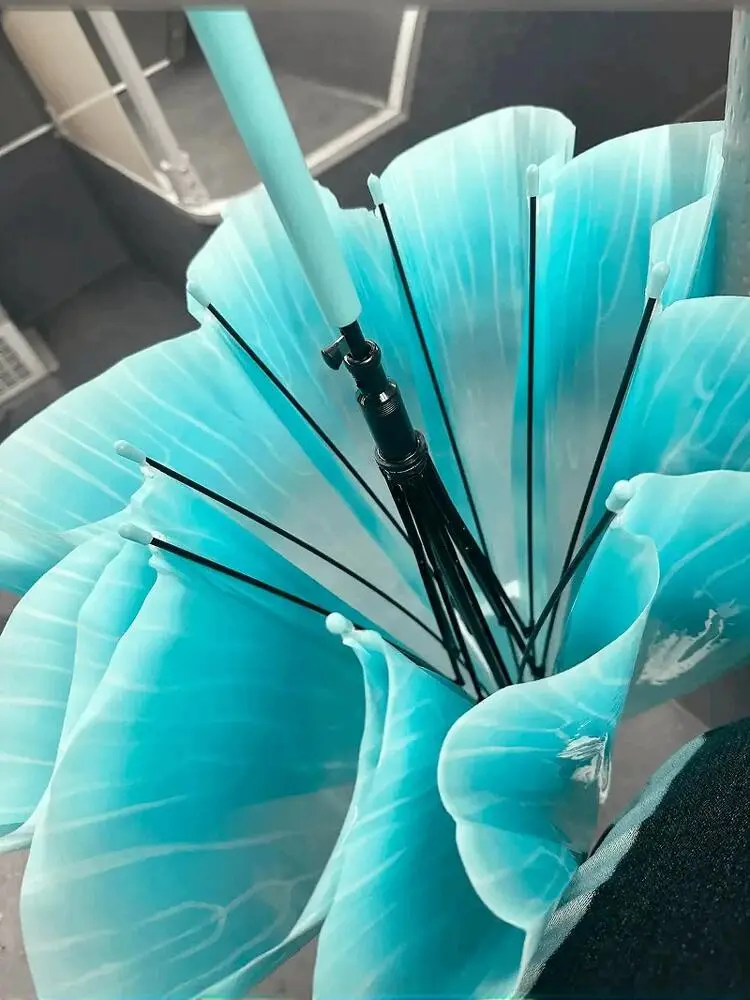 2024 New Transparent Thiened Women's Umbrella Long Handle Anti-Wind High Aesthetic Value Japanese Sle Fre Sea Moon Jell...
