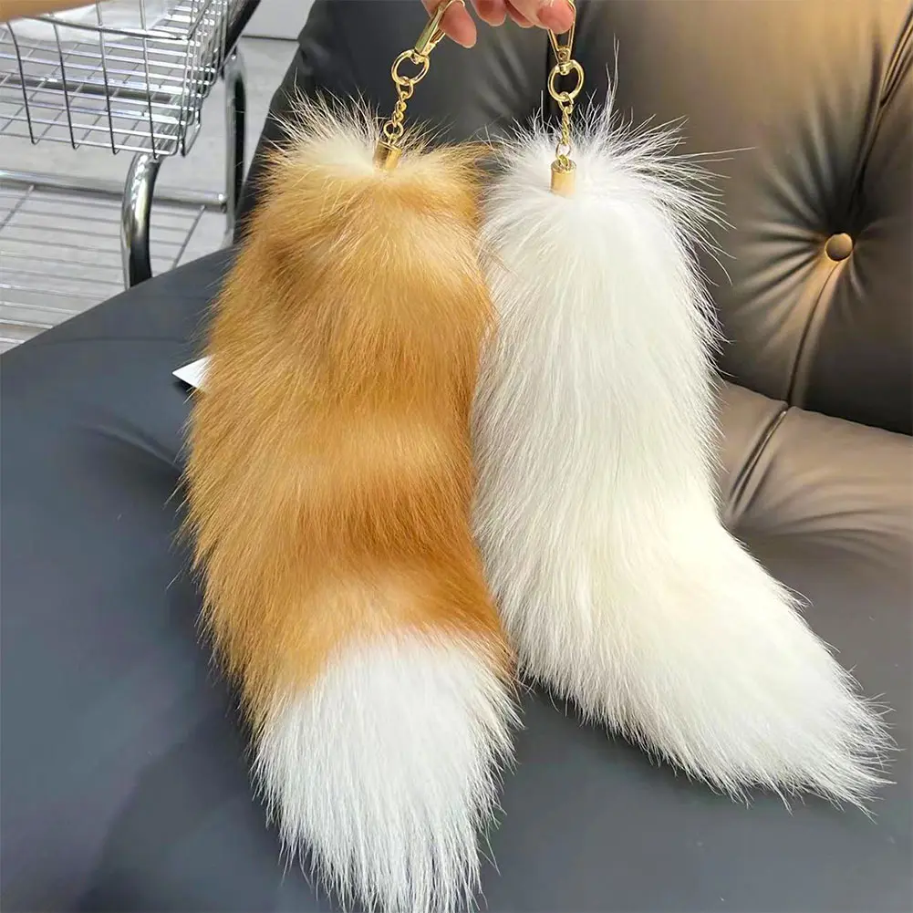Huge Fluffy Faux Fur Fox Tail Keychain Therian Tail Fox Tail Keychain Handbag Key Chain Fluffy Fur Key Chain Gift for Women Girl
