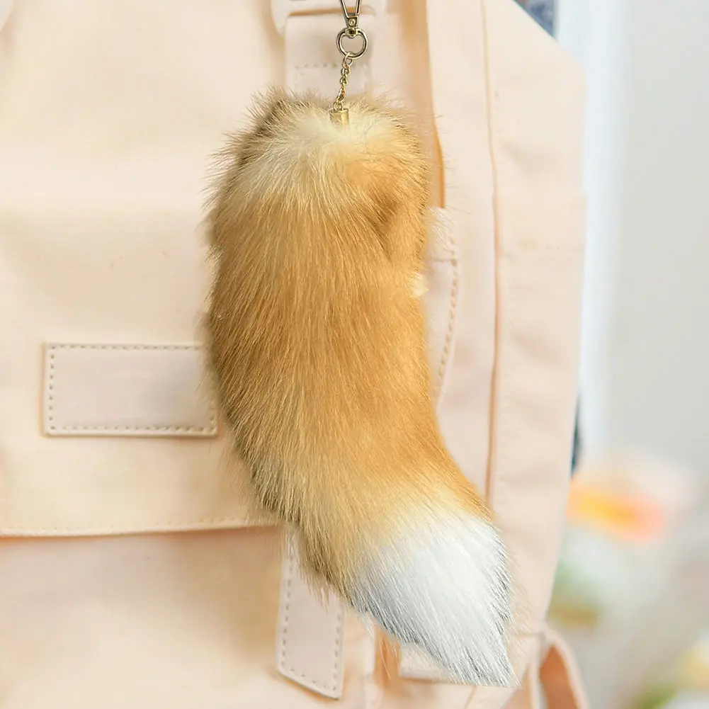 Huge Fluffy Faux Fur Fox Tail Keychain Therian Tail Fox Tail Keychain Handbag Key Chain Fluffy Fur Key Chain Gift for Women Girl