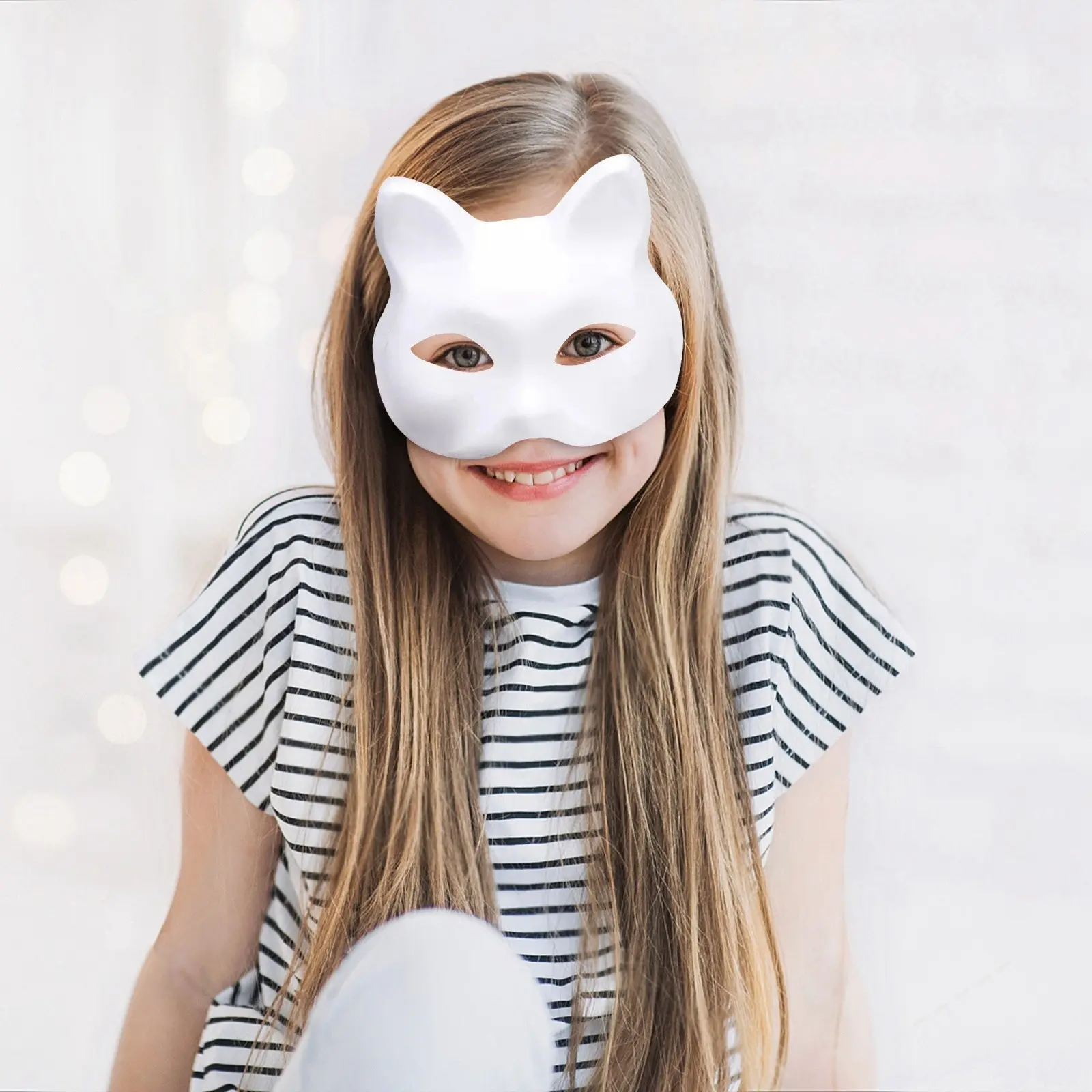 White Plastic Cat Mask, White Role-Playing Anime Party Half Costume, Diy Mask