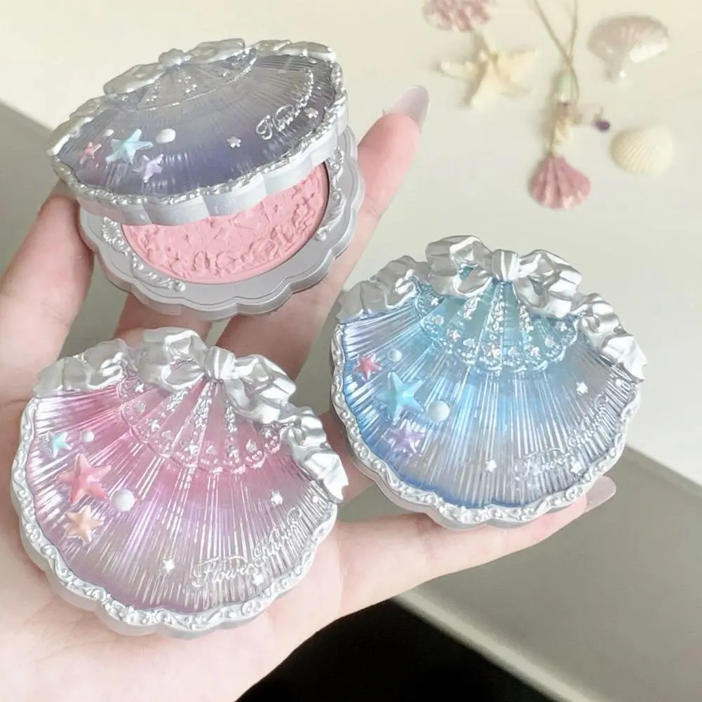 Flower Knows Pearl Shell Shape Velvet Embossed Blush Matte Finish Buildable Blendable Powder Blush For Cheeks For All Skin Tones