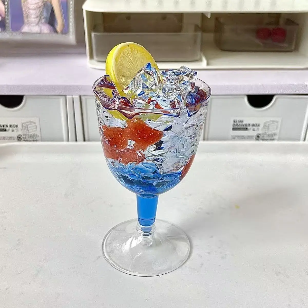 Goldfish Bubble Water Simulation Model Caramel Pudding 2D Photo Props Gumei Cute Drink Gift 2025 Summer New Product Ornaments