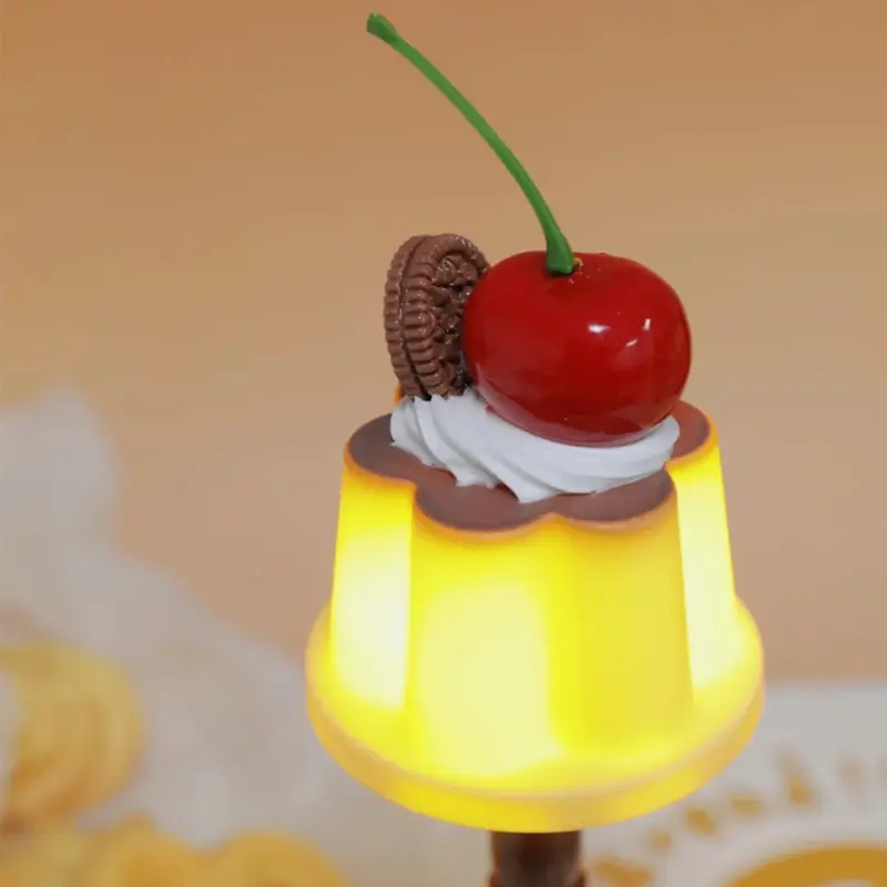 Retro Pudding Night Light, Desktop Decor light, Bedroom LED Table Lamp With Battery, Bedside Sleep Light, Suitable For Gift