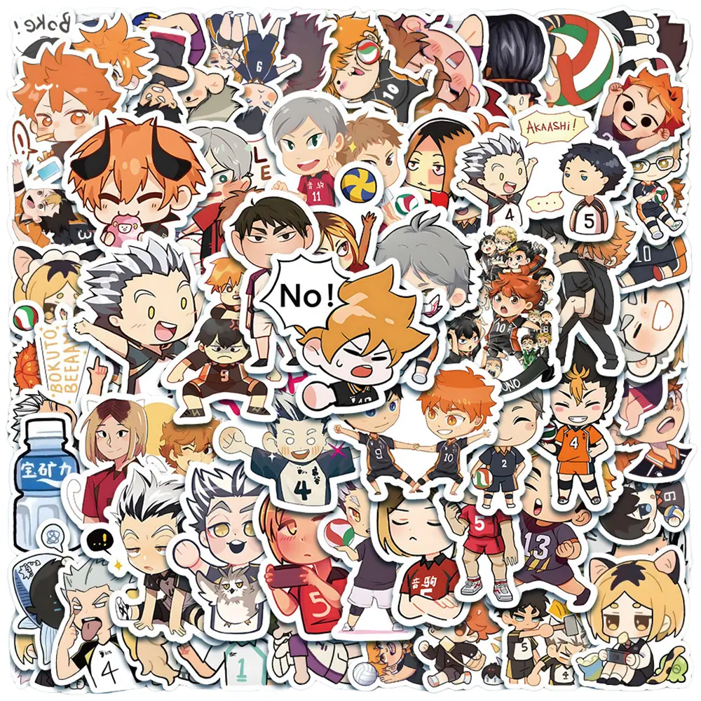 63PCS Cartoon Haikyuu!! Stickers Anime Cute Graffiti Decals Phone Case Luggage Laptop Waterproof Kids DIY Sticker Toy