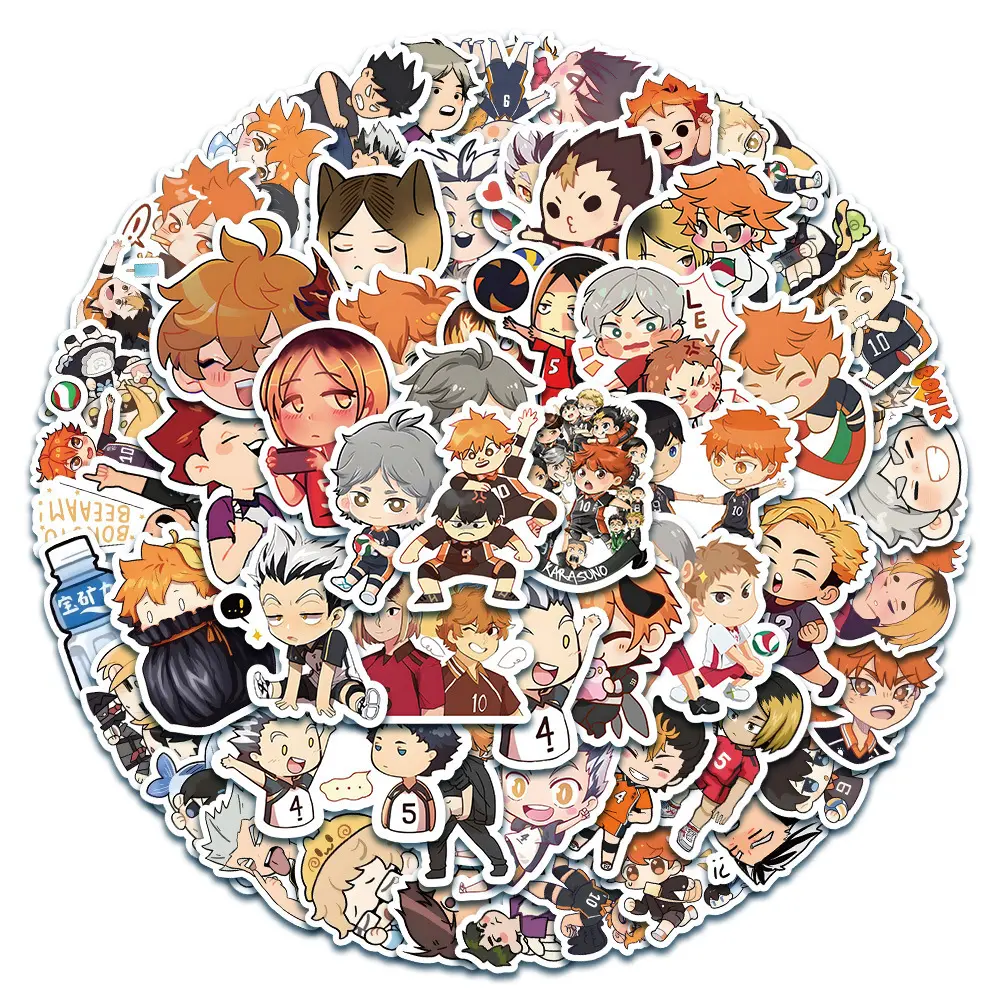 63PCS Cartoon Haikyuu!! Stickers Anime Cute Graffiti Decals Phone Case Luggage Laptop Waterproof Kids DIY Sticker Toy