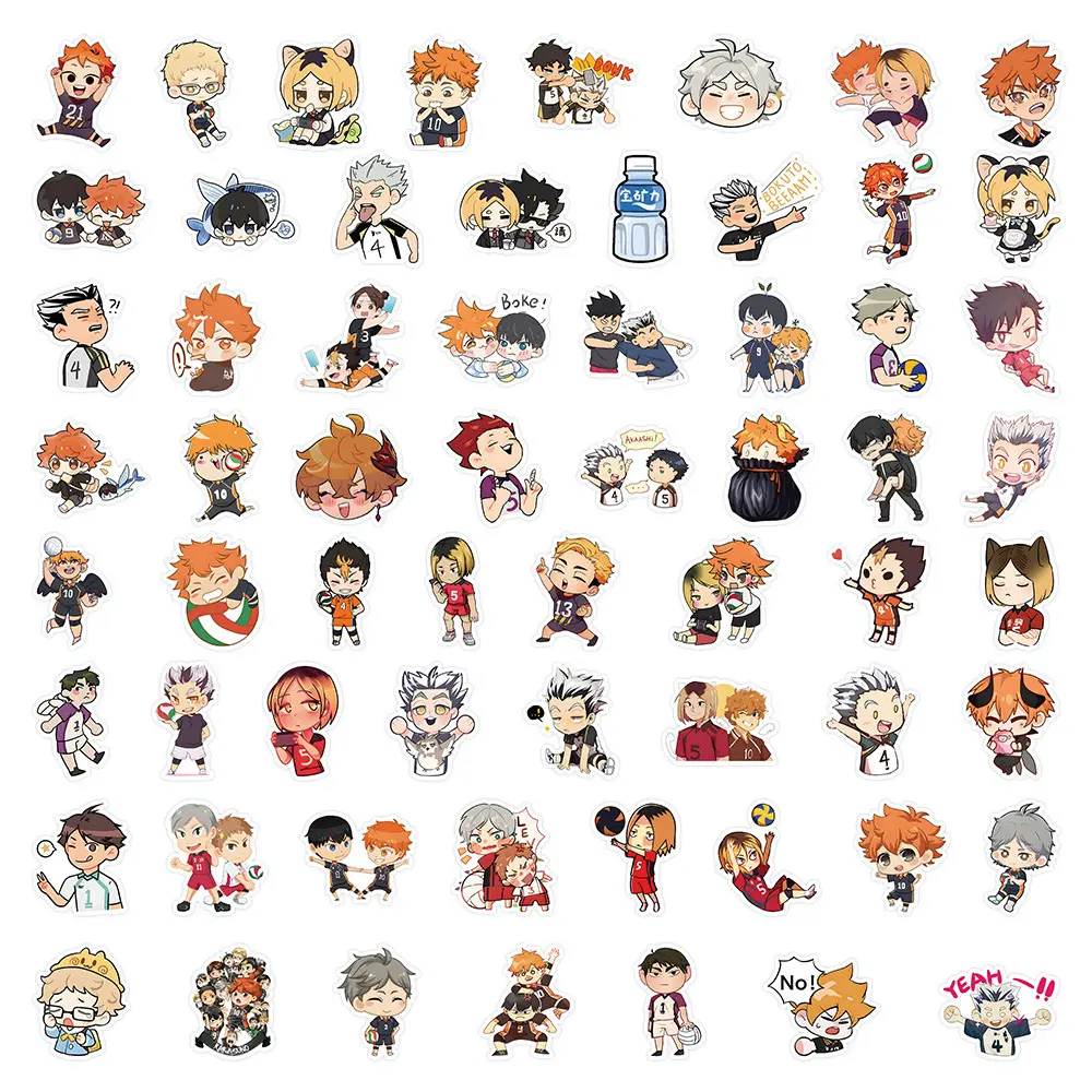 63PCS Cartoon Haikyuu!! Stickers Anime Cute Graffiti Decals Phone Case Luggage Laptop Waterproof Kids DIY Sticker Toy