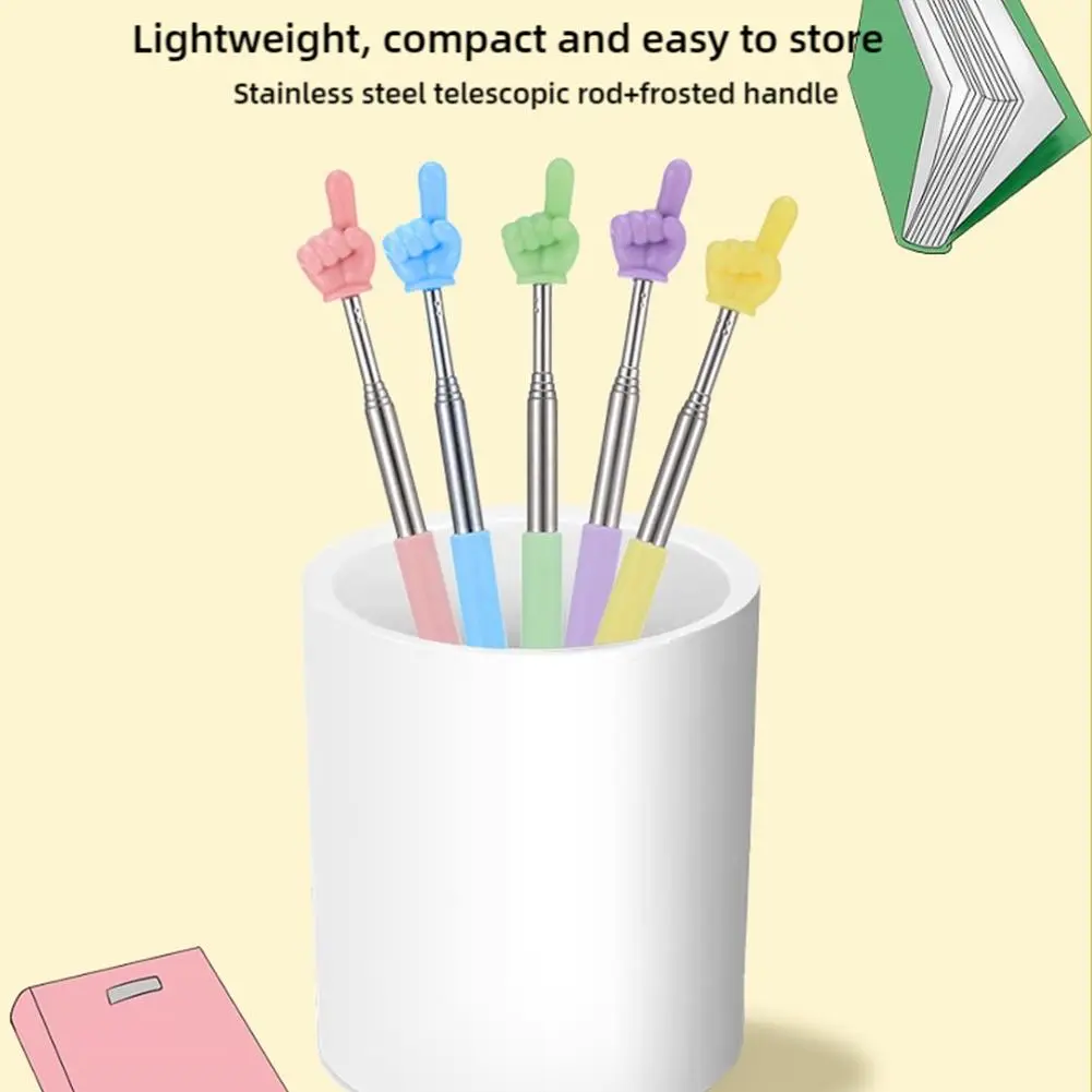 Steel Teaching Pointer Telescopic Rod Finger Design Teaching Stick Finger Reading Sticks Tools School Office Supplies
