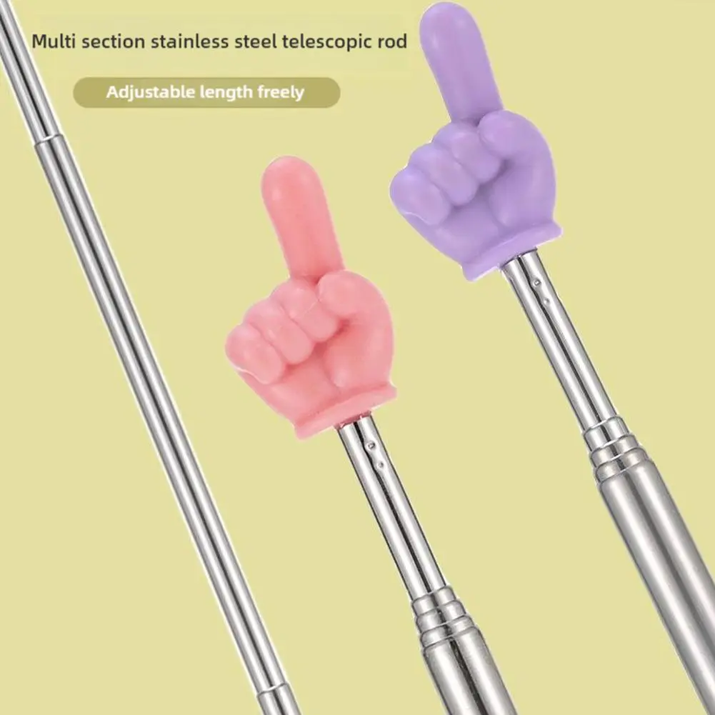 Steel Teaching Pointer Telescopic Rod Finger Design Teaching Stick Finger Reading Sticks Tools School Office Supplies