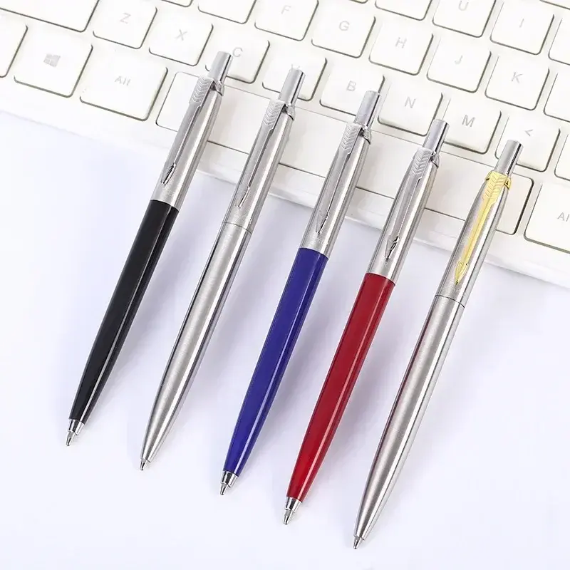 Metal Ballpoint Pen Press Style Commercial Gift Pens For School Office Core Automatic Ball Pen Writing Supplies
