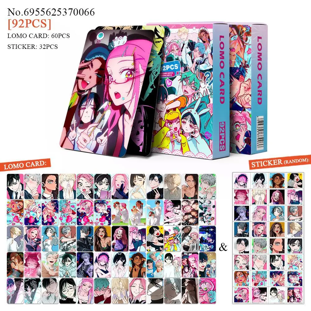 60+32Pcs/Set Game Korean Manga Alien Stage LOMO Card Sticker Mizi Sua Ivan Till Hyuna Luka Printing Card Anime Cards